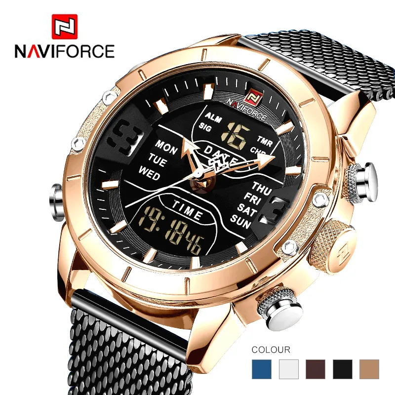 

Naviforce 2019 Sport LED Digital Military Mens Watches Top Brand Luxury Steel Strap Wrist Watch Relogio Masculino montre homme