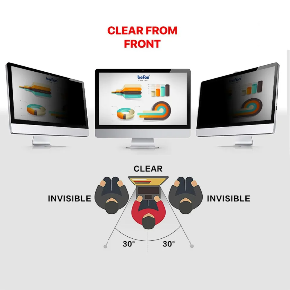 Befon 23 дюйма(16:9) Фильтр конфиденциальности экрана монитора компьютера Защитная пленка для широкоформатного настольного ПК 509 мм* 286 мм