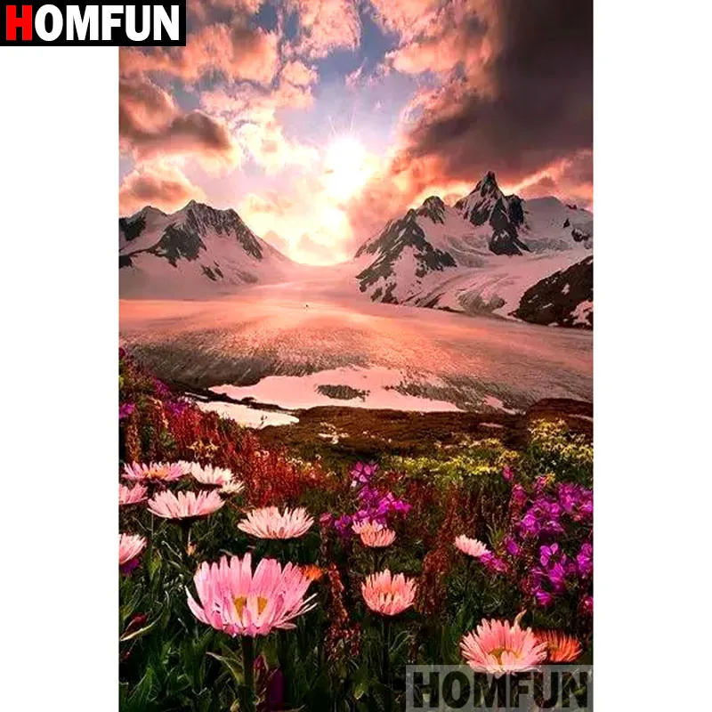 Алмазная 5d-картина HOMFUN снежный горный пейзаж вышивка крестиком