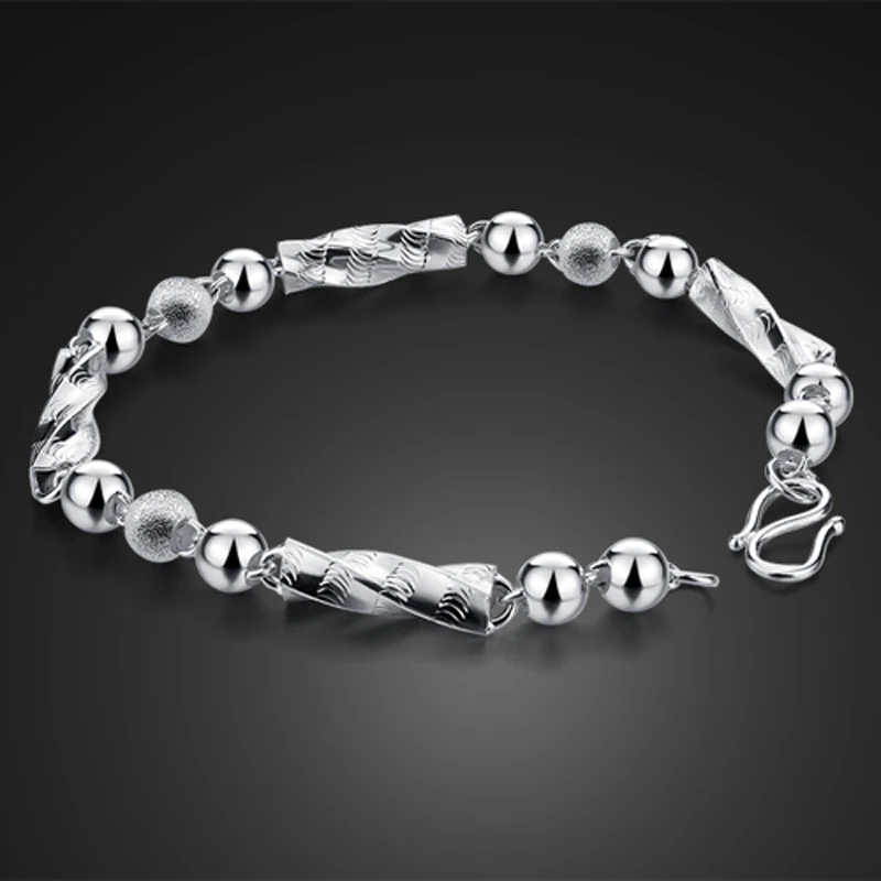 925 пробы, серебряный мужской браслет, красивый тренд, Стерлинговое Серебро, мужской браслет, серебряный браслет, Пульсация, бусина, скраб, уникальный дизайн