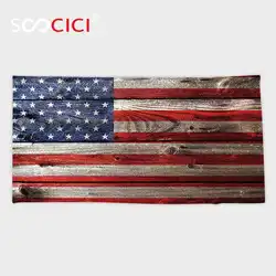 Индивидуальный из микрофибры ультра мягкое банное/ручное полотенце, американский флаг страны эмблема живопись на выветренной Ретро