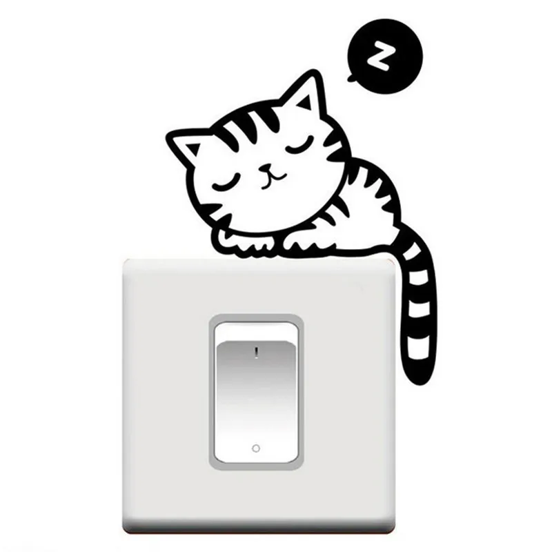 

1 Sleeping Cat Light Switch Stickers Funny Home Decoration Wall Stickers on sale