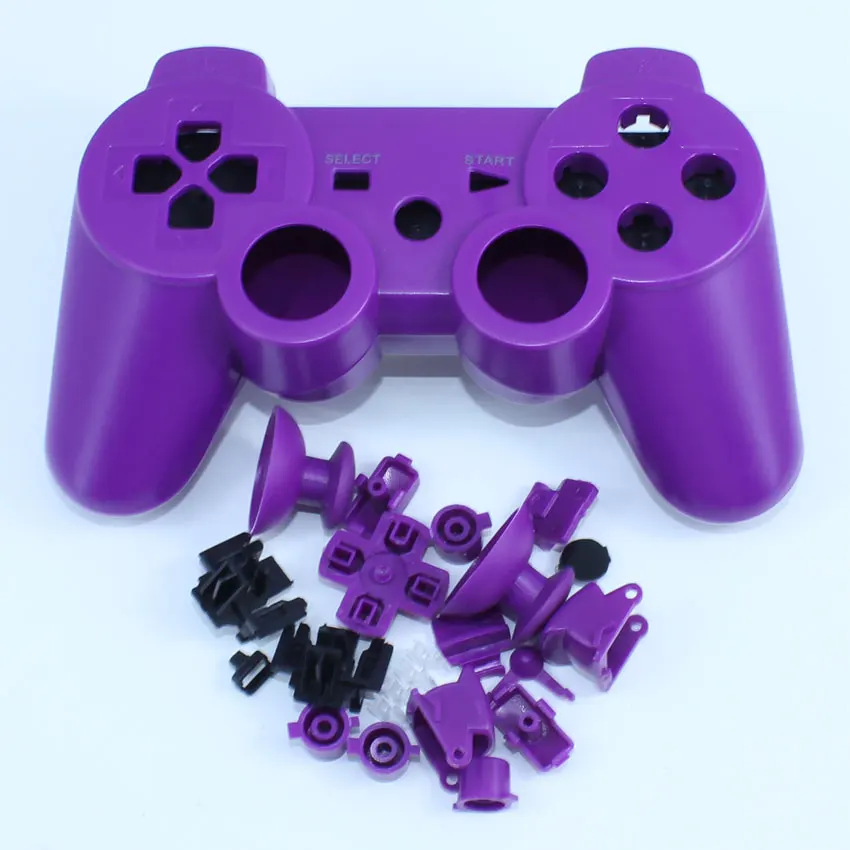 YuXi Full Shell Colour& Chrome Buttons mod kit For Sony PlayStation 3 PS3 Wireless Controller Housing Cover Case Replacement - Цвет: Purple