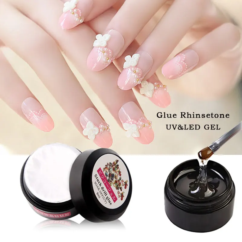 

8ML Super Sticky 8ml UV Gel Nail Polish Glue Crystal Adhesives Clear Gel Nails Colorful Shiny Sequins Colorful Nail Art Glitter