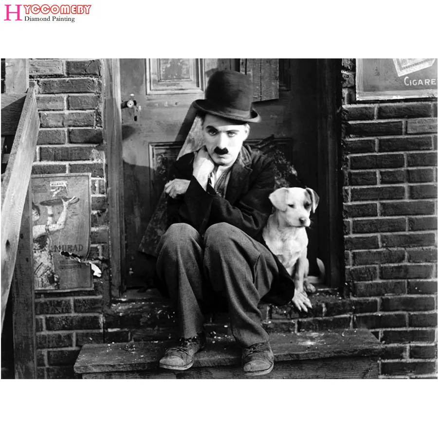 

5d diy diamond embroidery Comedy star Charlie Chaplin diamond painting Cross Stitch full square drill mosaic home decoration
