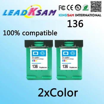 

2x compatible For hp136 color Ink Cartridge for 136 Officejet 6213 5443 D4163 Photosmart 2573 C3183 D5163 1513 printer