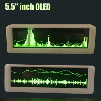 

5.5 inch OLED Music Spectrum Display Analyzer Voice control CAR Amplifier Audio Level Indicator VU METER clcok temp humidity