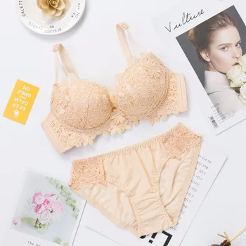 

2018 wireless sexy bras lace lightly lined triangle bras set underwear women lingerie deep plunge V neck new arrival