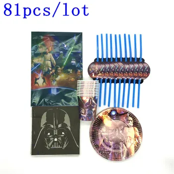 

81pcs/lot Star War Theme Birthday Party Decorations Cup Napkin Paper Tablecloth Disposable Tableware Sets Kids Party Supplies
