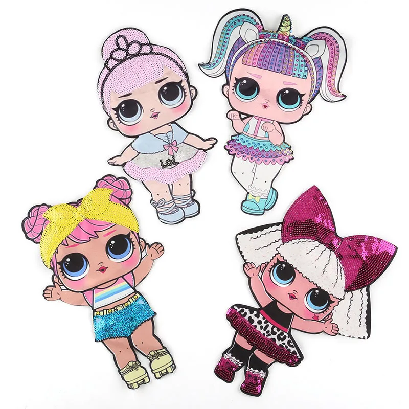 

Embroidered cloth stickers sequins girls printing sequin embroidery patch stickers iron on patch clothing Luggage accessories