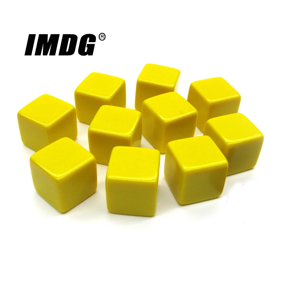 10pcs/pack New Acrylic 16mm Yellow Blank Dice Teaching Props Game Accessories Mathematical Tools Square Corner