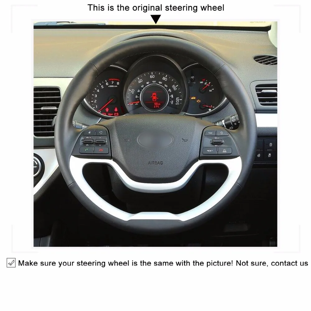 Оплетка рулевого колеса MEWANT из Натуральной Черной Кожи Для Kia Morning 2011 2016 Picanto 2012