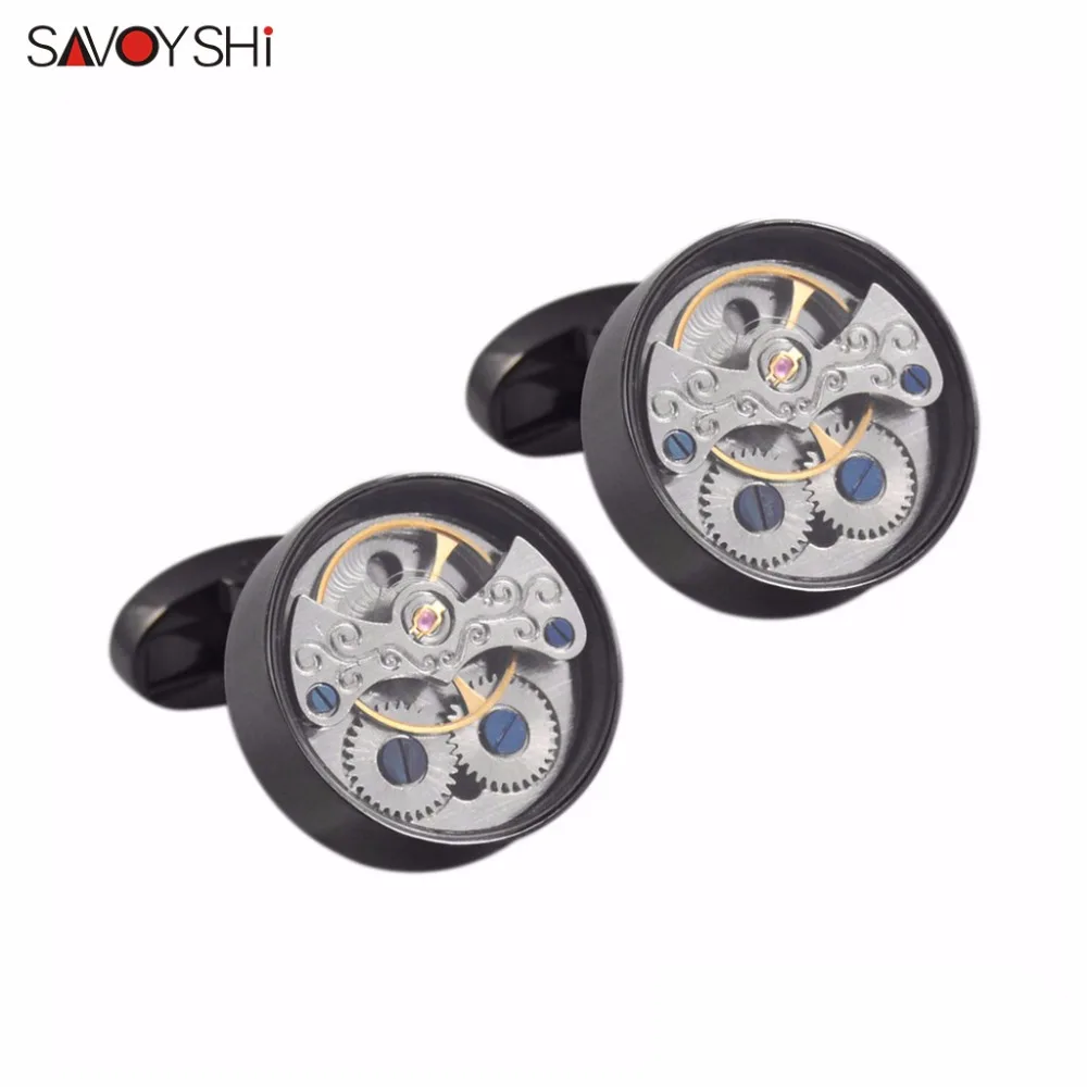 

SAVOYSHI Round Cuff link Functional Tourbillon Watch Cufflinks for Mens French Shirt Brand Cuff buttons High Quality Men Jewelry