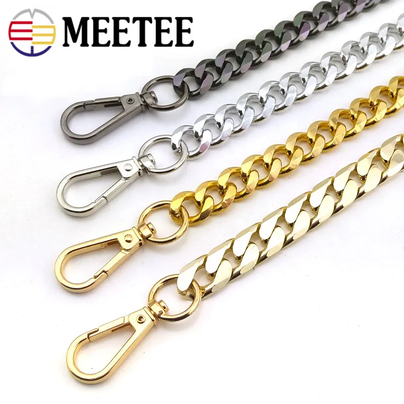 

Flat bag with crystal chain bag fittings metal bag chain diagonal metal strap