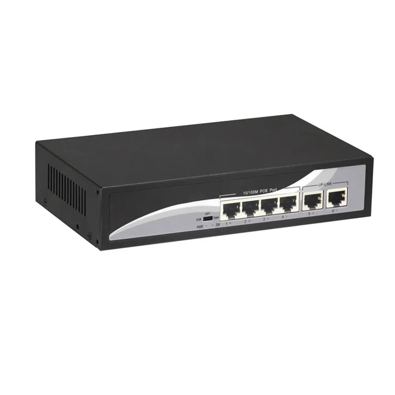 KuWfi 48V POE сетевой переключатель 6 портов 10/100 Мбит/с коммутатор с 4 POE портами и 2 utlink Ethernet для AP/камер