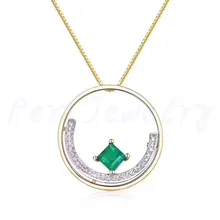 Изумрудное Ожерелье Подвеска натуральный настоящий изумруд серебро 925 пробы 0.25ct драгоценный камень# J18052305