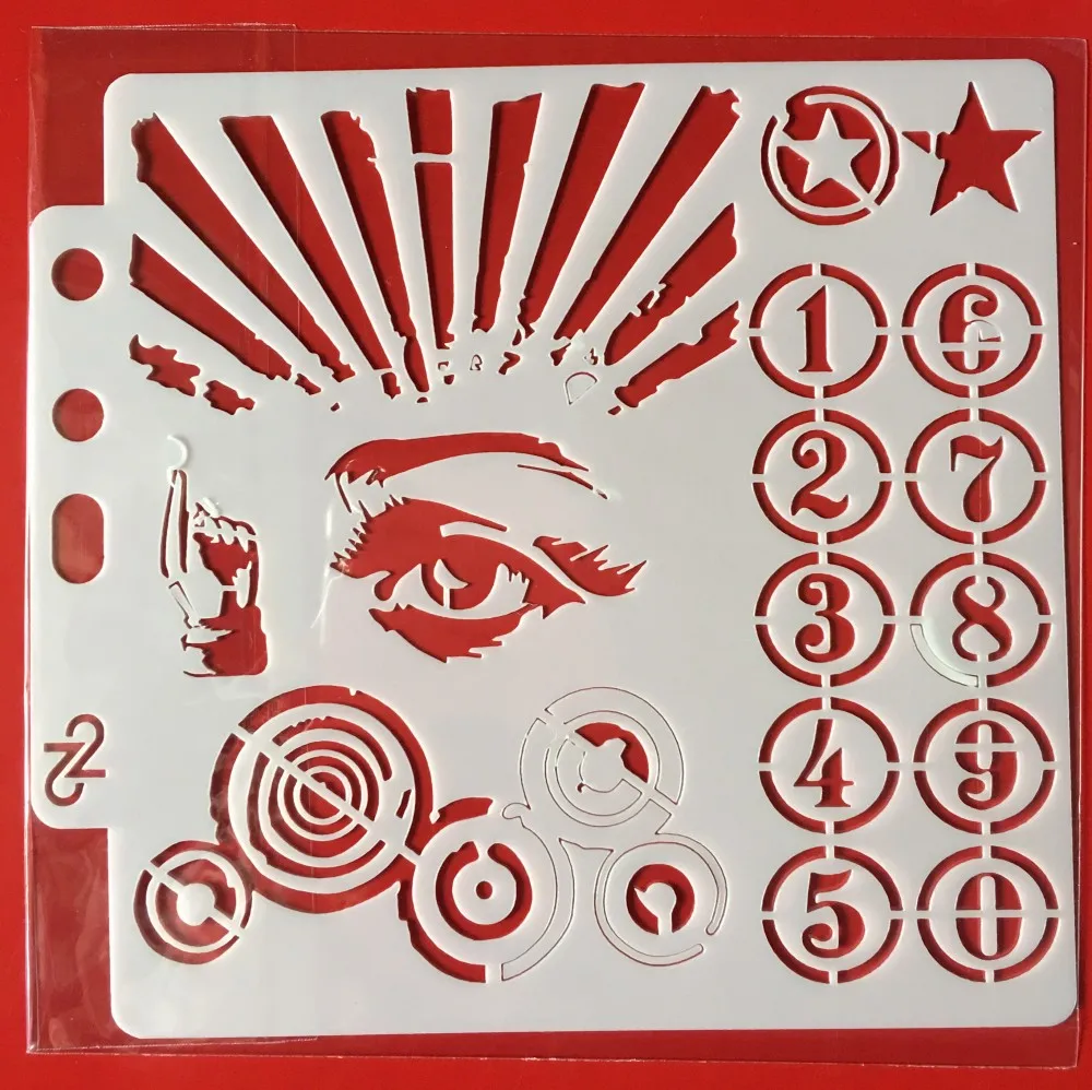 

1Pcs 5.1" Eye Hand Number DIY Layering Stencils Wall Painting Scrapbook Coloring Embossing Album Decorative Paper Card Template