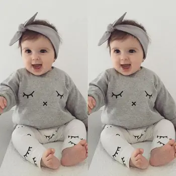 

UK Newborn Baby Kids Girls Clothing Set Casual Long Sleeve T-shirts Tops+Long Pants Clothes Outfits Baby Girls Cotton Outfit Set