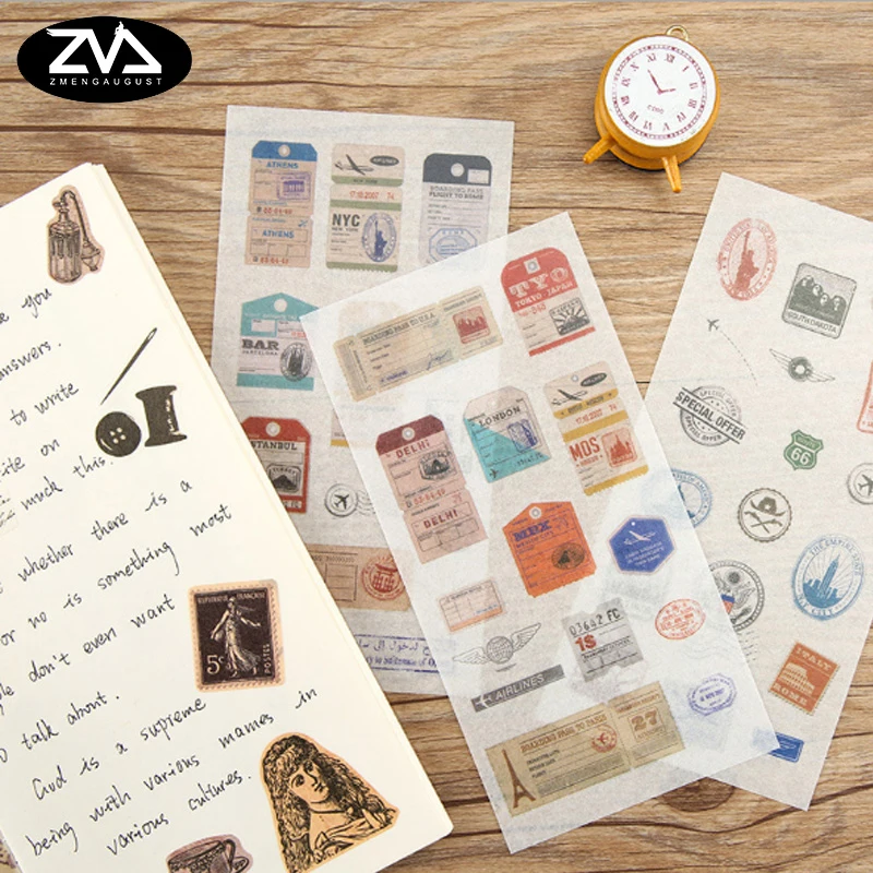 

6pcs/lot Cute Creative Vintage stamp diary sticker child diy toy scrapbooking planner sticker post kawaii stationery