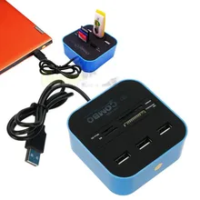 usb-хаб 2,0 480 Мбит/с USB Combo Card Reader все в одном Мульти USB разветвитель для MS, M2, SD/MMC, TF портативный для ПК ноутбука