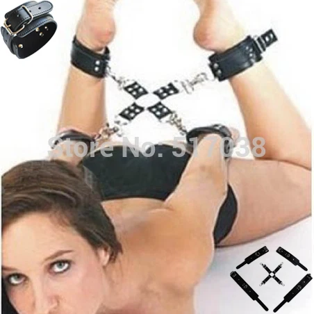 Leather Handcuffs and Ankle restraint leg open wrist cuffs fetish slave bondage harness set Adult Game Sex Toys Set for women | Красота и