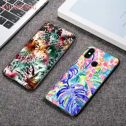 Черный мягкий силиконовый телефон случаях Тропический цветочный листьев для Xiaomi F1 A1 A2 8 Redmi Note 4X S2 5, 6 5A 6A Pro Plus