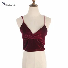 Спортивные бюстгальтеры, бархатный короткий укороченный топ, 2 цвета, сексуальный бюстье майка с v-образным вырезом, винные красные тонкие лямки, Женская майка, майка с мягкой ручкой