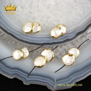 

10pcs Tiny Double Shell Charms Jewelry Making Bracelet Supplies,White Pearl Shell Plated Gold Bail Holes Handmade Chokers YYF39