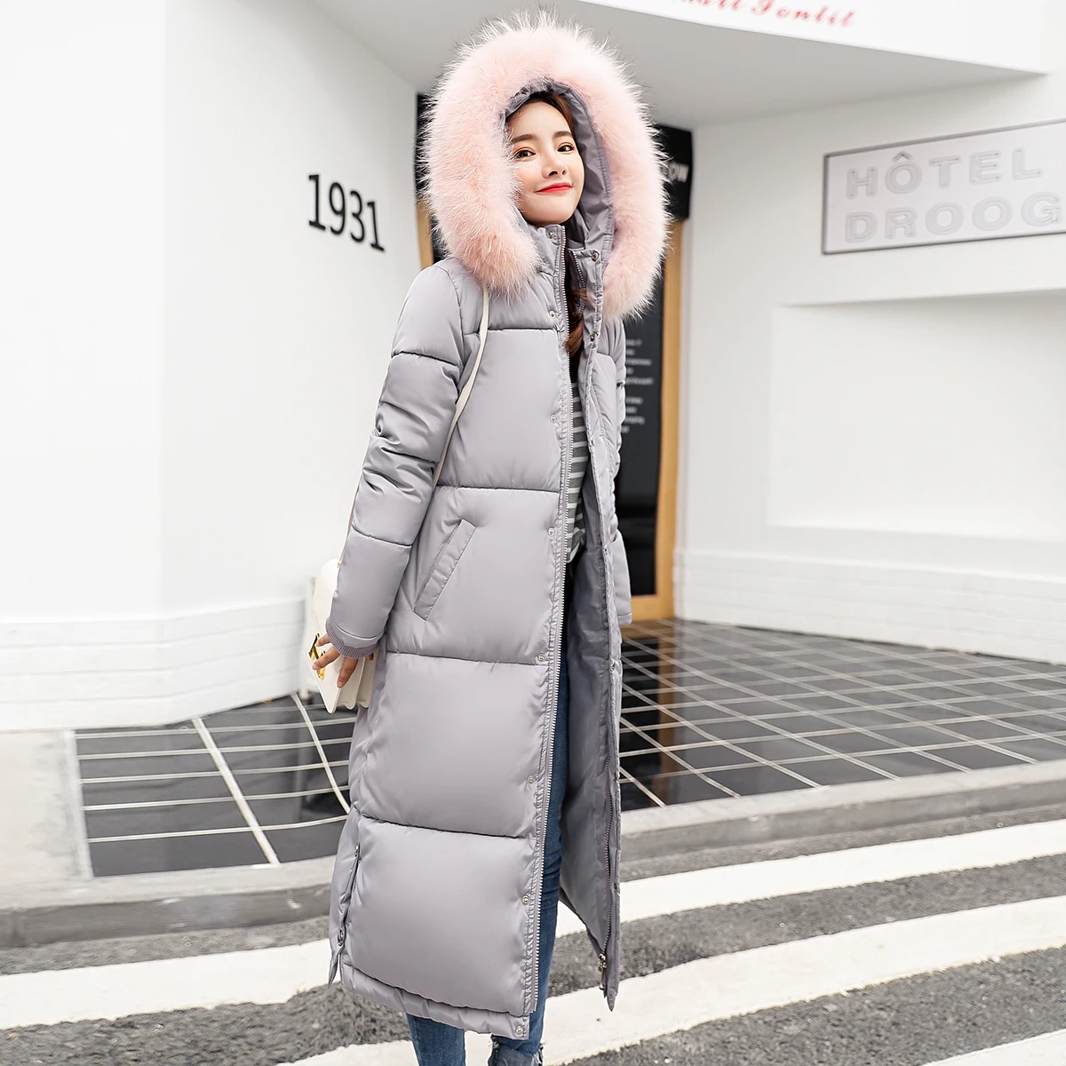 Cappuccio Cappotto Mujer Lwl929 Vestiti Tcyeek gray Invernale Spessore Abrigo Giacca Caldo Grande pink Imbottito Di Lungo Cotone 2019 Con Parka Donne army Femminile Nuovo Green Black Pelliccia 66Rx1T