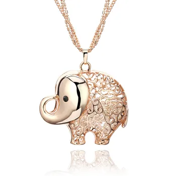

2018 New Calf Elephant Big Crystal Women Necklaces & Pendants 3 Multi Layer Necklace Long Chains Sweater Fancy Collier Gift