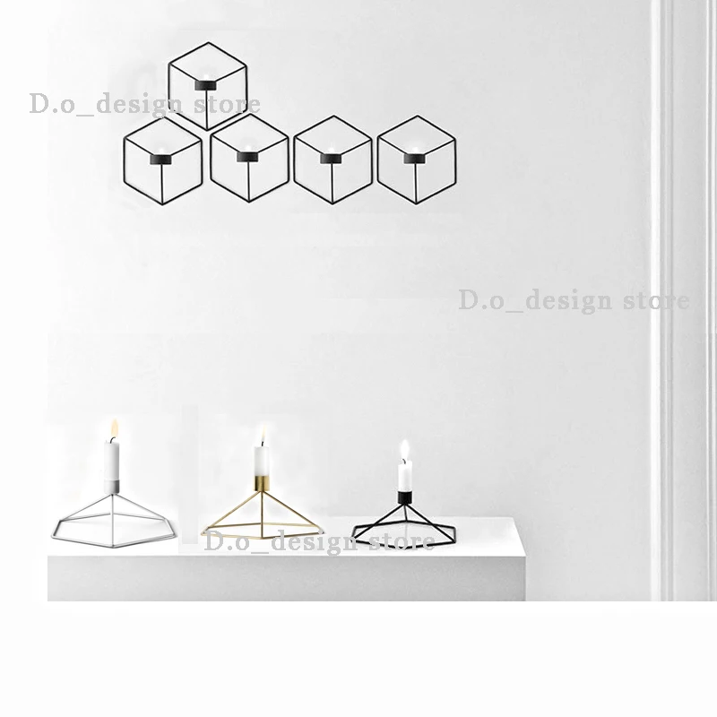 Скандинавские стильные украшения 3D геометрический подсвечник Настольный подсвечник палка соответствующие украшения сталь минималистский Железный Держатель свеч