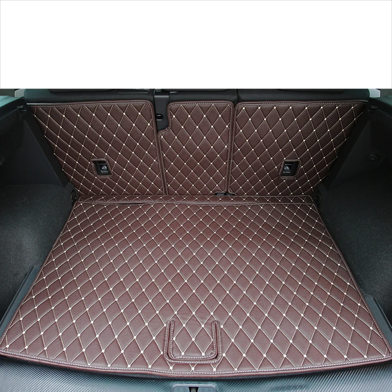 Lsrtw2017 волокна кожи багажник автомобиля коврик для Volkswagen Tiguan - Название цвета: 5 pieces coffee