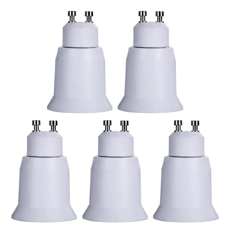 

5pcs/set GU10 to E27 LED Bulb Base Adapters Screw Socket LED Light Base Adapter Flame Retardant Lamp Holder Converters