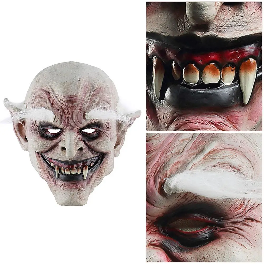 Взрослый костюм рога маска белый-browed старый демон Хэллоуин жуткий Дьявол маска дом с привидениями злой убийца дропшиппинг