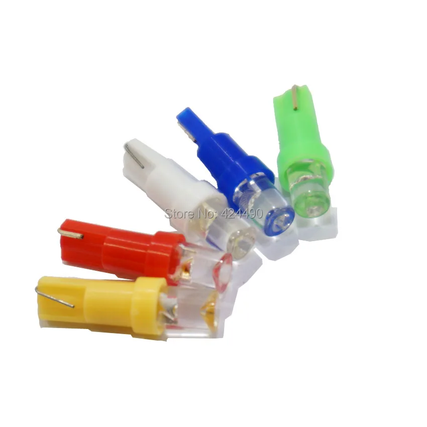 

500 X T5 1 Flat Led Wedge Car Side Tail Dashboard License Plate Projector Lights Lamps Bulbs White/Red/Blue/Green 12V