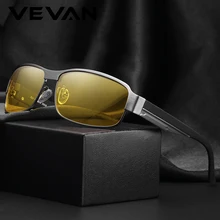 Бренд VEVAN, Ретро стиль, алюминий, ночное видение, поляризационные солнцезащитные очки, мужские, прямоугольные, солнцезащитные очки, мужские, UV400, для вождения, lentes de sol hombre