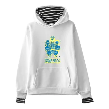 

ONE PIECE Hip Hop Unisex Hoodies Sweatshirts Fake Two Pieces Casual Harajuku New Pullovers Style Female Autumn Winter Hoodies