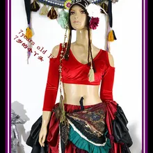 Бархат Жир возможен Племенной чоли танец живота падения топ с длинными рукавами в этническом стиле Танцы ffa28