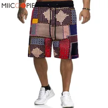 Летние резинка на талии Для мужчин шорты из хлопчатобуманой ткани "канифас" дышащий плед цветочный Printd Для мужчин пляжные шорты бермуды Короткие Masculino XXXL