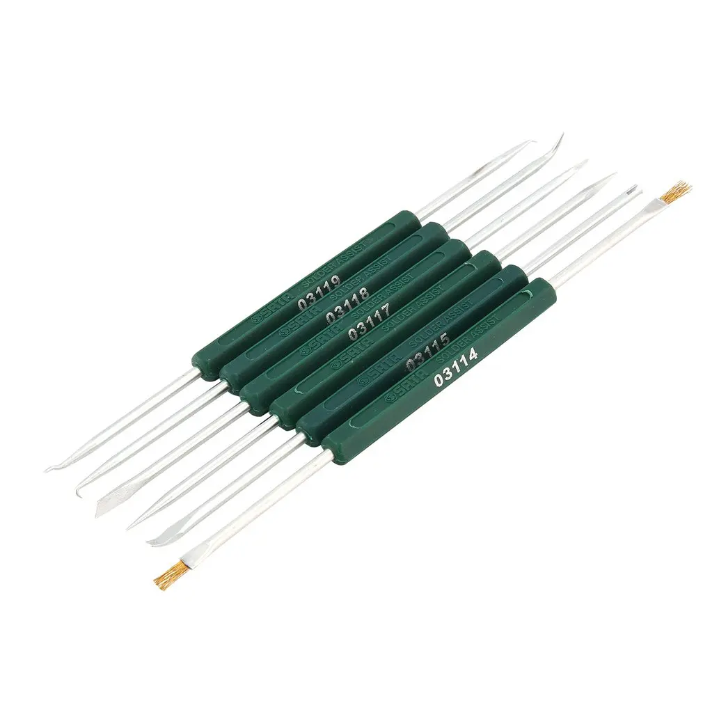 

SATA 03120 6pcs Desoldering Aid Tool Circuit Board Soldering Welding Auxiliary Tools Assist Set Soldering Aid PCB Cleaning Kit