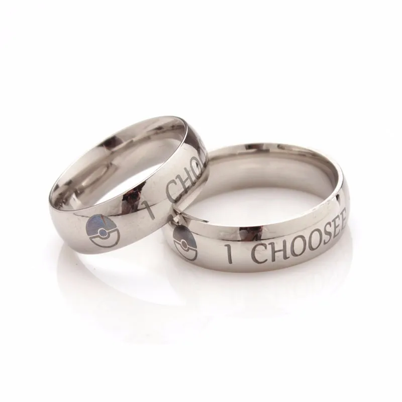 Couples Stainless Steel Rings Promise Ring For Pokemon Fans Man Woman Jewelry