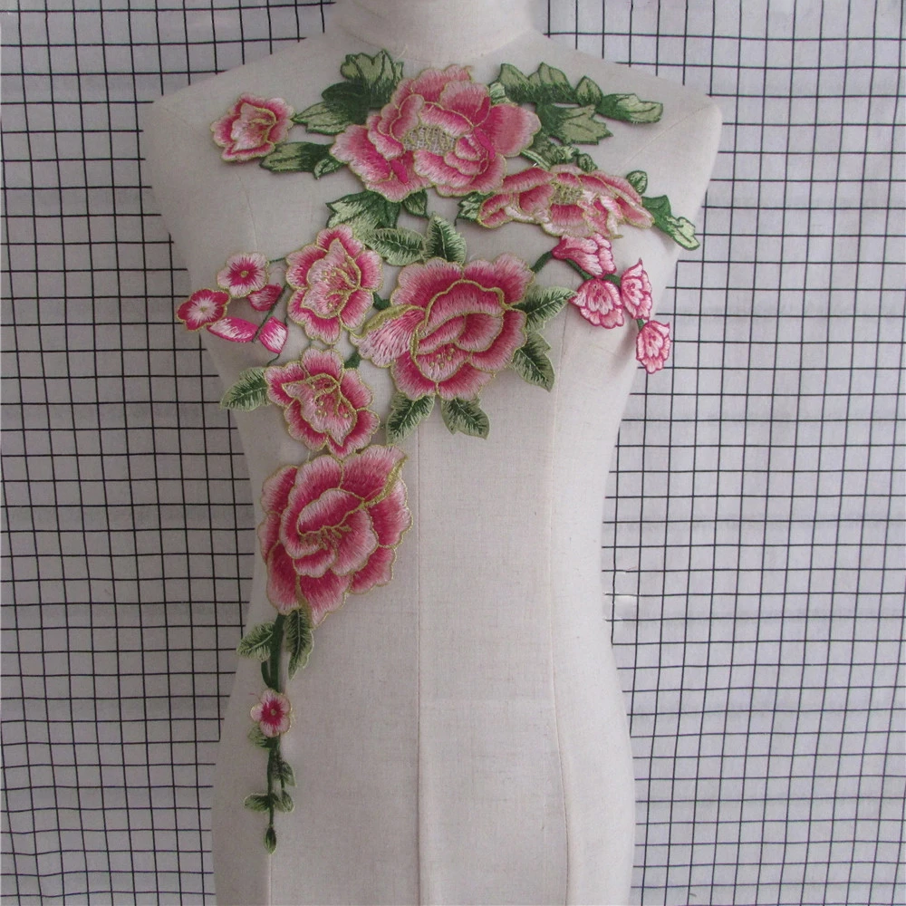 Craft White Collar Venise Floral Lace Applique Trim Decorated Lace Neckline 
