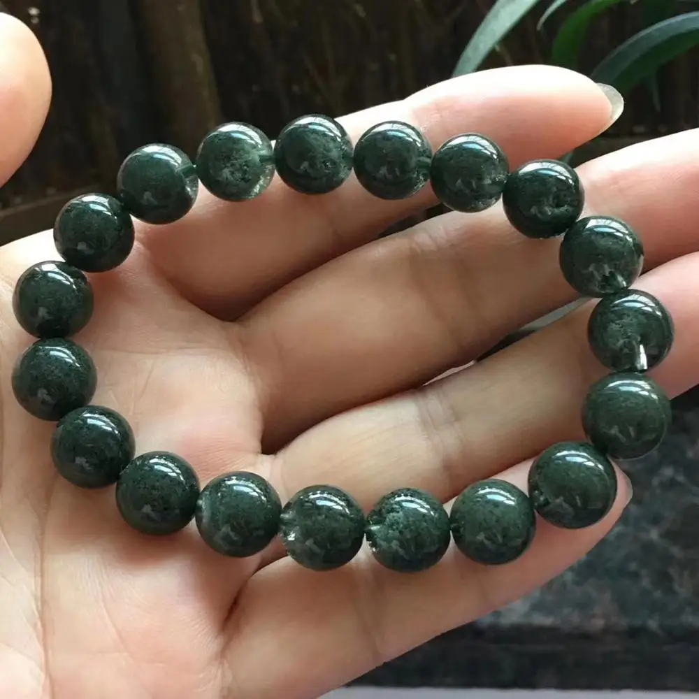 

Natural Green Phantom Quartz Ghost Women Men Crystal Clear Round Beads 10mm Stretch Bracelet AAAAA Certificate