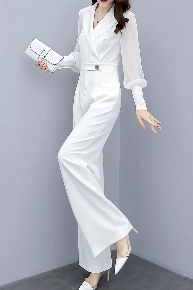 white wide leg overalls