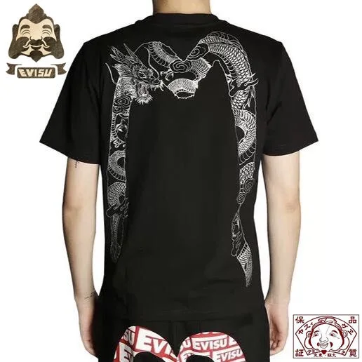 

2019 Shelves Evisu High Quality Cotton Breathable Men's Short-Sleeved Dragon Print Men And Women Lovers Short Sleeves Vest 627