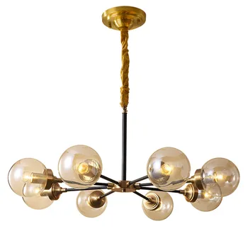 

Modern Real brass Chandelier Lighting 8 arm for Foyer Stair Staircase Bedroom Hotel Hall copper Ceiling Hanging Suspension Lamp