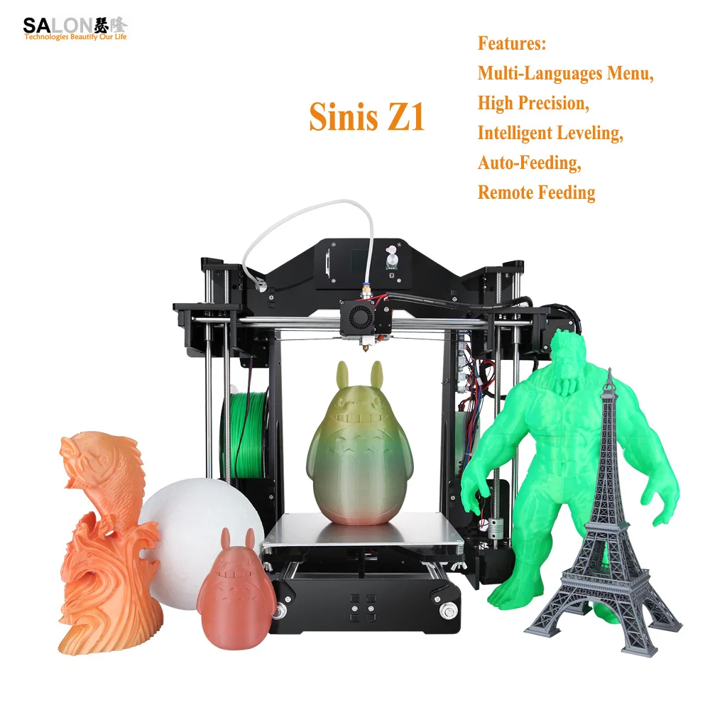 

Sinis Z1-LE Low Impact Smart Leveling DIY 3d Printer Kit Remote Feeding 1.44" LCD Screen Impressora 3d with Copper Extruder