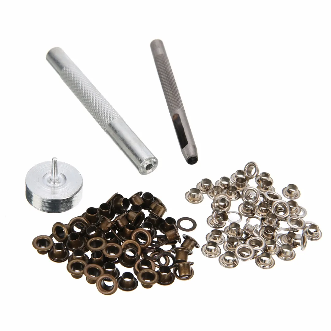 4mm 2pcs Grommet Installation Setting Tools + Leather Hole Punch + 80