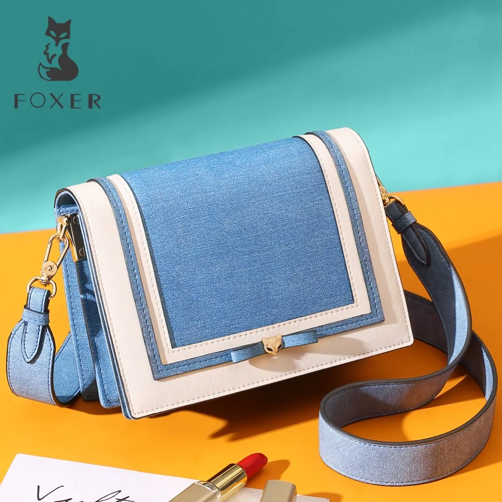 

FOXER Brand 2019 Female luxury Stylish Shoulder Bags Lady Large Capacity Contrast organ bag Women Lady Messenger Bags