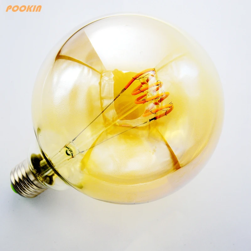 

Golden and Clear G125 4W led edison bulb spiral dimmable light retro saving lamp vintage led filament bulb